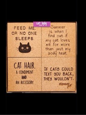 Cat Lady Cork‎ Coaster Set of 4 | BRAND NEW